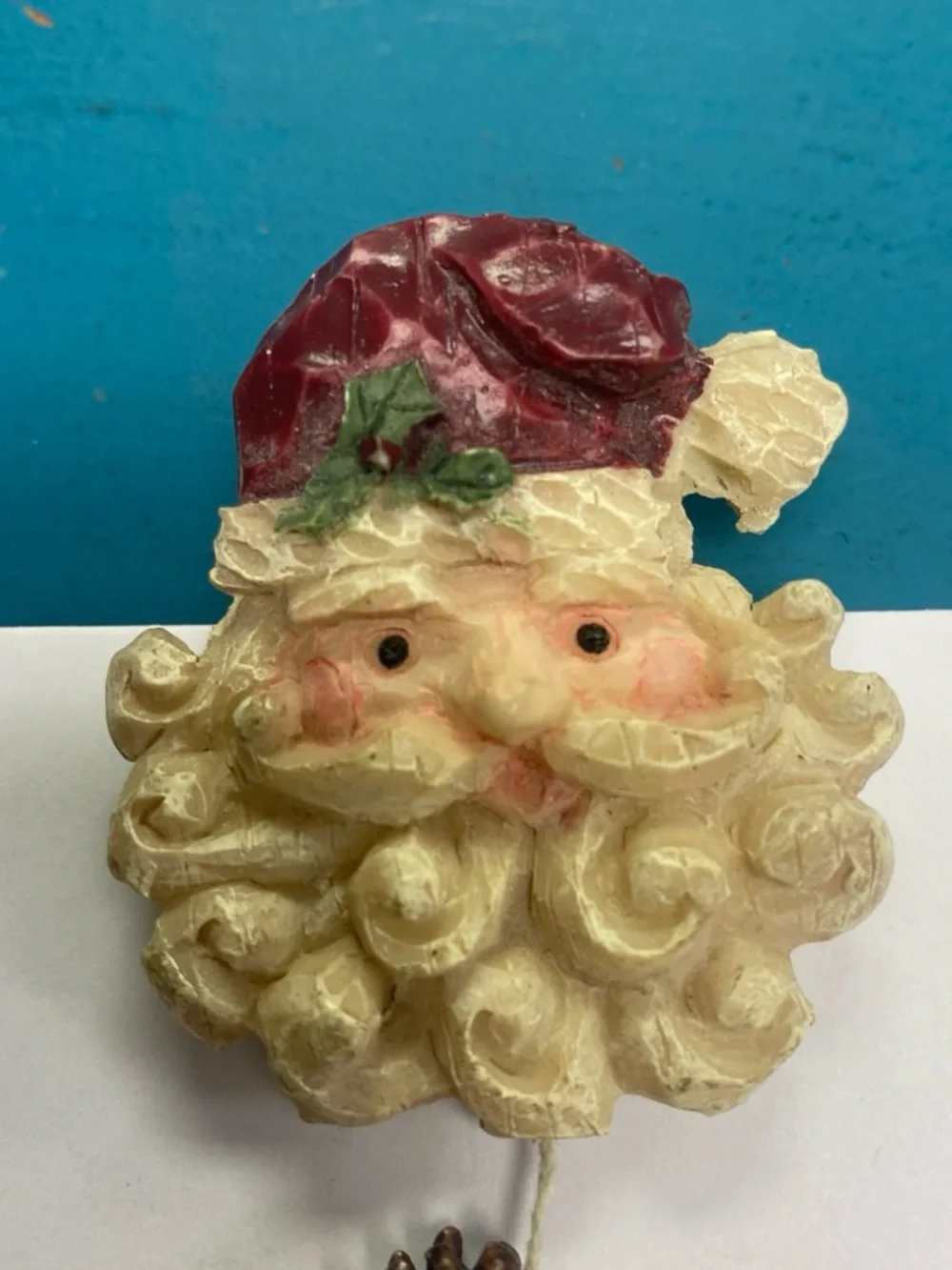Vintage brooch Festive Santa, Reindeer & Snowman Hanging - Cream, Red, Brown